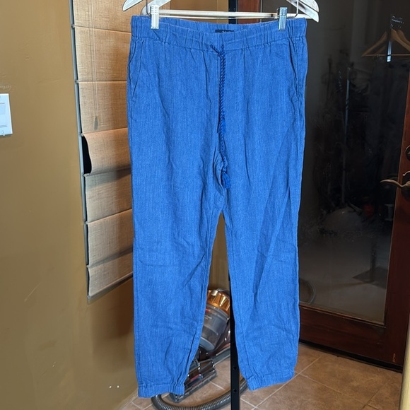 Madewell Shorewalk Cover-Up Blue Linen Blend Pants Size Medium - Picture 5 of 11